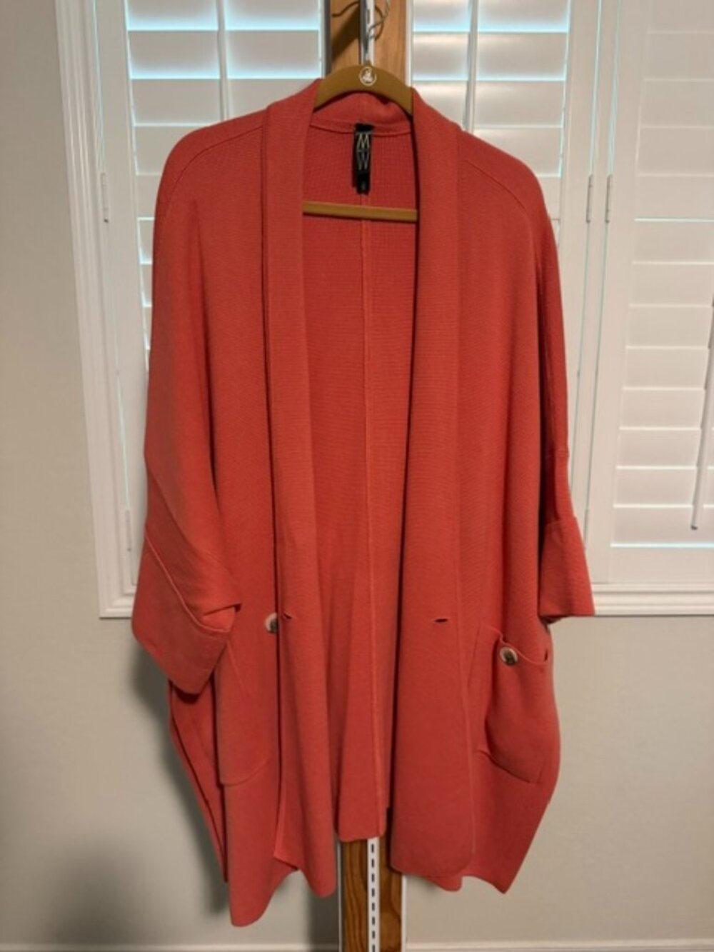 MarlaWynne Oversized Drama Kimono Knit Cardigan Coral Pink Plus Size 1X